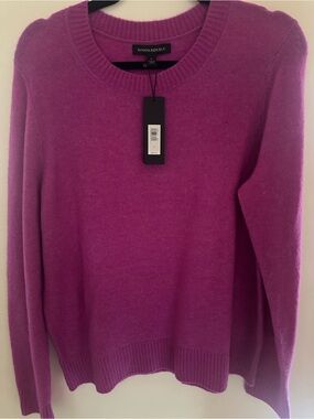 Banana Republic Aire Crewneck Sweater Women’s L Magenta Purple NWT